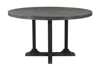 54" Black Rounded Solid Wood Pedestal Base Dining Table HomeRoots