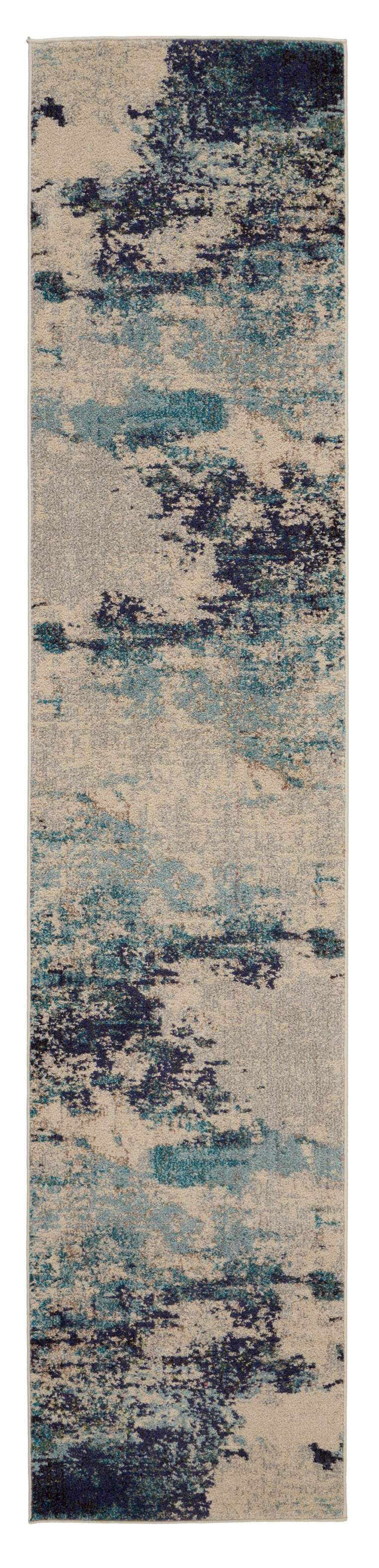 10' Ivory Abstract Power Loom Runner Rug - 27.0" (L) x 120.0" (W) x 0.6" (H)