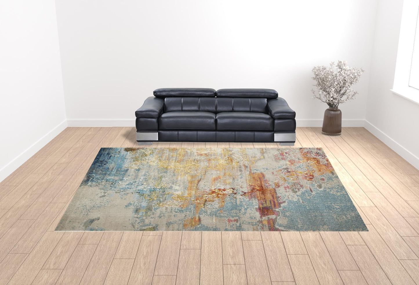 12' X 15' Blue And Gray Abstract Power Loom Area Rug - 26.77" (L) x 90.55" (W) x 0.39" (H)