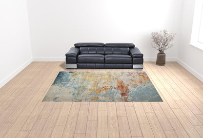 9' X 12' Blue and Gray Abstract Power Loom Area Rug - 108.0" (H) x 144.0" (W) x 0.5" (D)