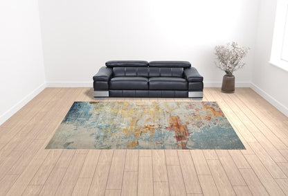 10' X 14' Blue and Gray Abstract Power Loom Area Rug - 24.0" (L) x 36.0" (W) x 0.39" (H)