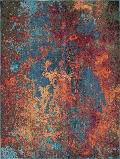 10' X 14' Blue and Orange Abstract Power Loom Area Rug - 24.0" (L) x 36.0" (W) x 0.39" (H)