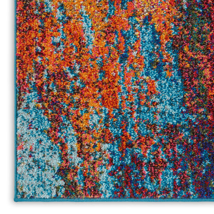 10' X 14' Blue and Orange Abstract Power Loom Area Rug - 24.0" (L) x 36.0" (W) x 0.39" (H)