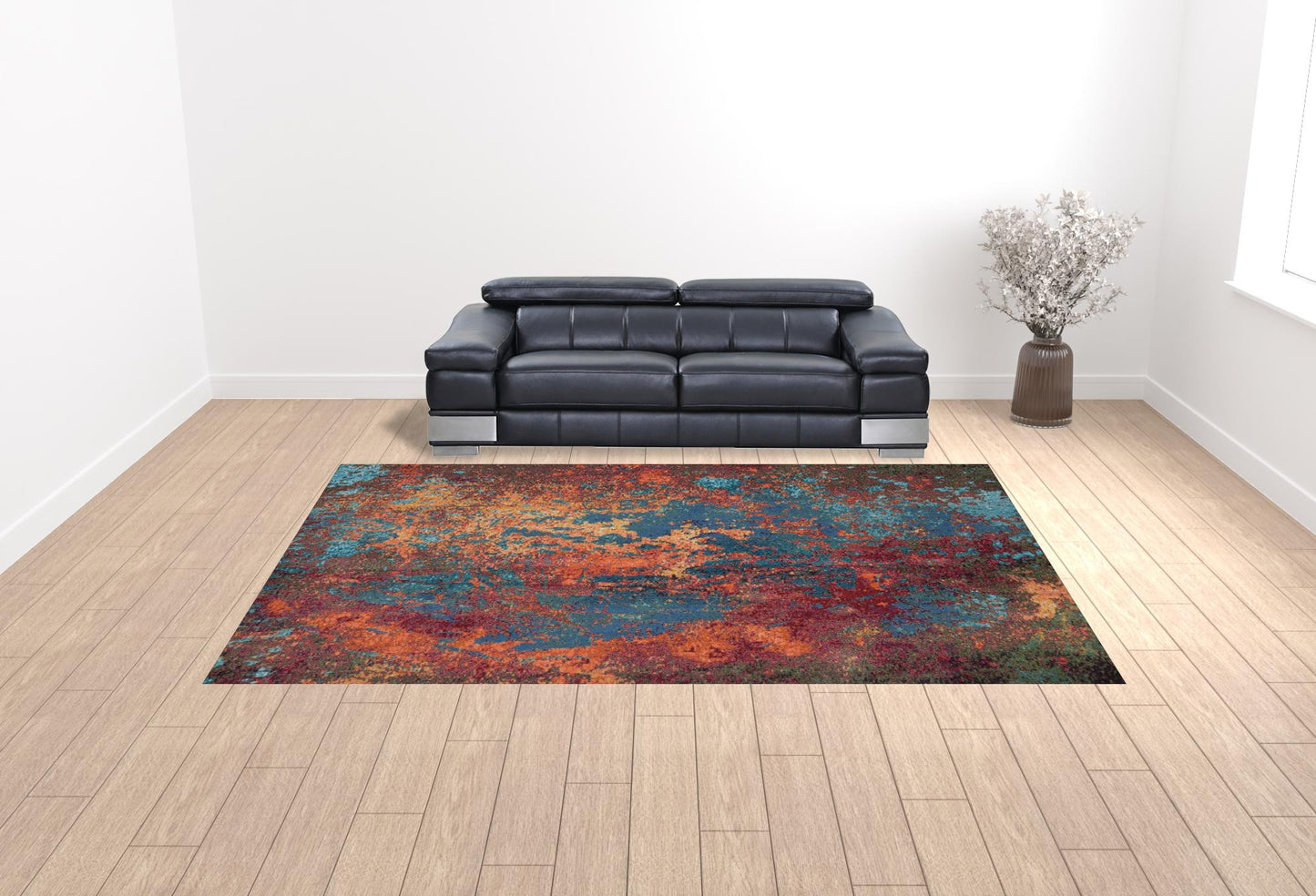 10' X 14' Blue and Orange Abstract Power Loom Area Rug - 24.0" (L) x 36.0" (W) x 0.39" (H)