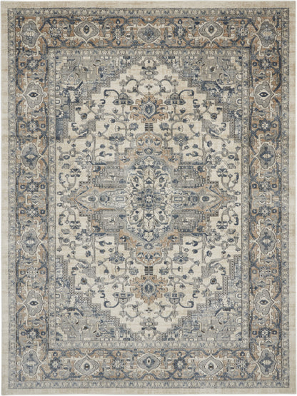 10' X 14' Ivory Floral Power Loom Area Rug