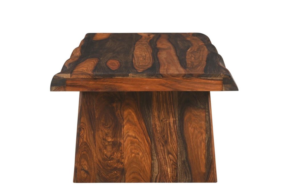 51" Dark Brown Solid Wood Sled Coffee Table — view 7