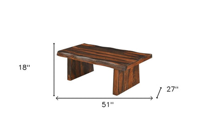 51" Dark Brown Solid Wood Sled Coffee Table HomeRoots