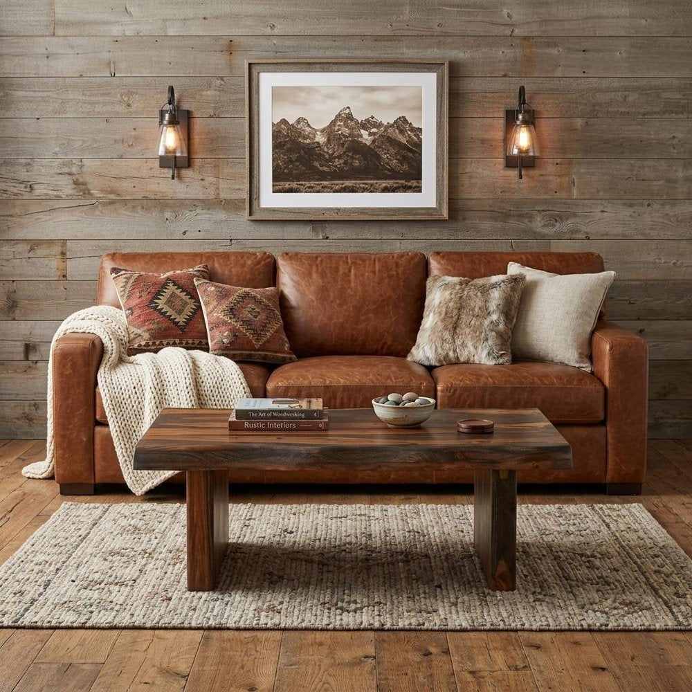51" Dark Brown Solid Wood Sled Coffee Table — view 2
