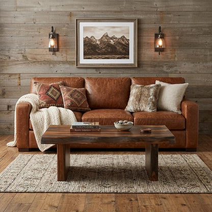 51" Dark Brown Solid Wood Sled Coffee Table