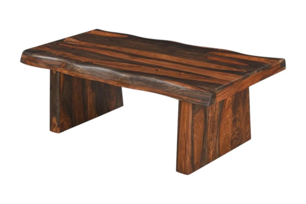 51" Dark Brown Solid Wood Sled Coffee Table HomeRoots