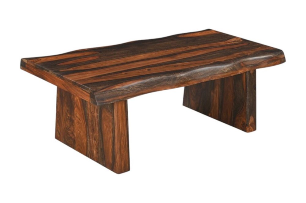 51" Dark Brown Solid Wood Sled Coffee Table — view 3