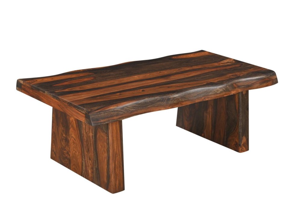 51" Dark Brown Solid Wood Sled Coffee Table HomeRoots