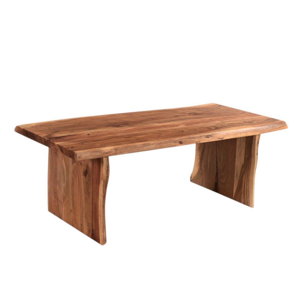 51" Brown Solid Wood Sled Coffee Table HomeRoots