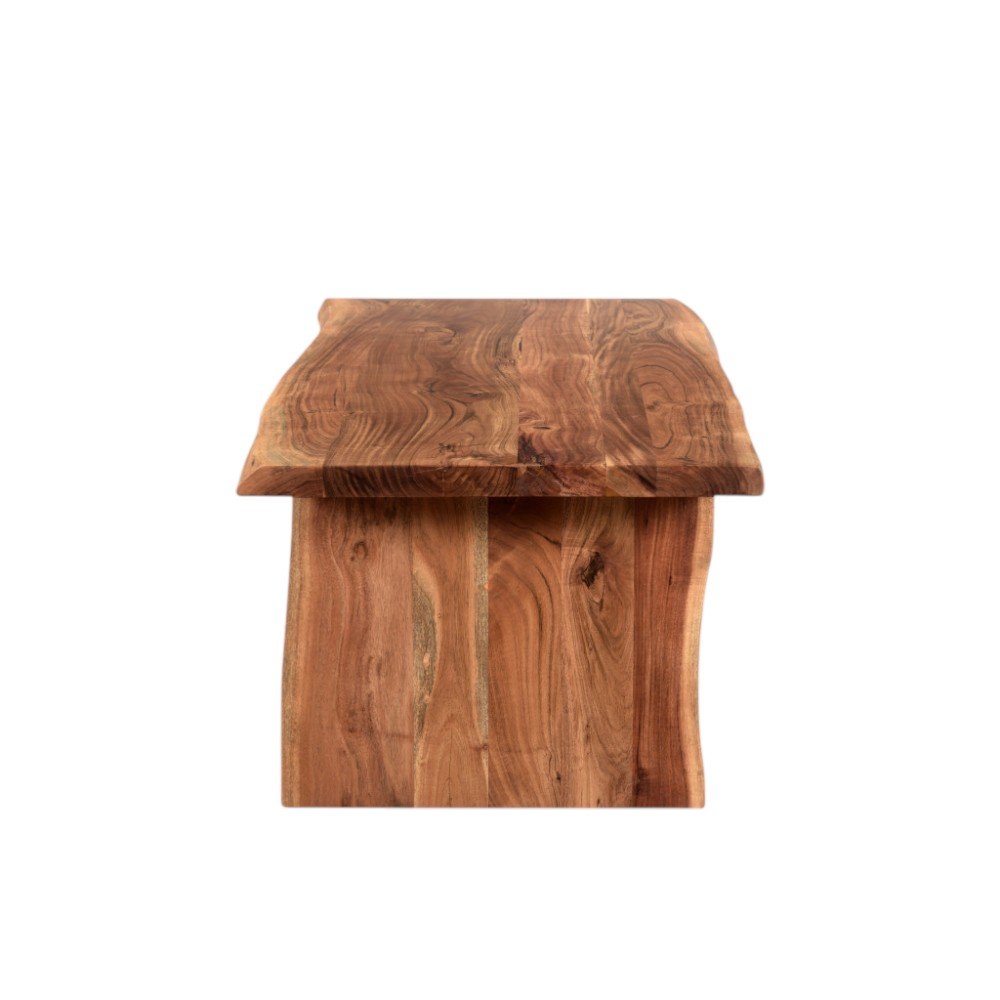 51" Brown Solid Wood Sled Coffee Table