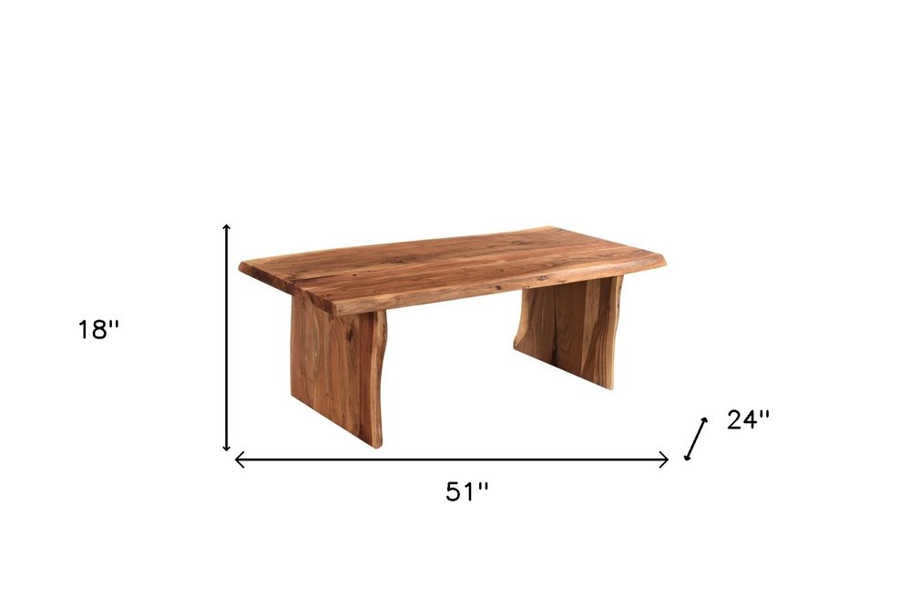 51" Brown Solid Wood Sled Coffee Table HomeRoots