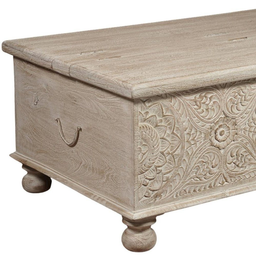 49" Natural Solid Wood Distressed Lift Top Coffee Table HomeRoots