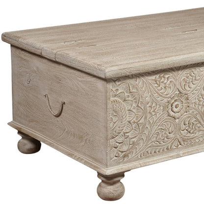 49" Natural Solid Wood Distressed Lift Top Coffee Table HomeRoots