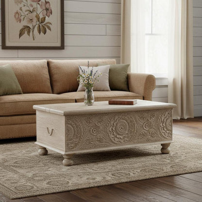49" Natural Solid Wood Distressed Lift Top Coffee Table HomeRoots