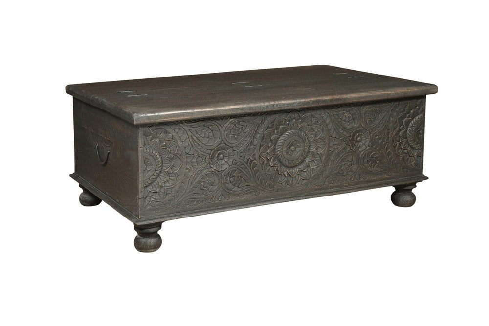 49" Black Solid Wood Distressed Lift Top Coffee Table HomeRoots