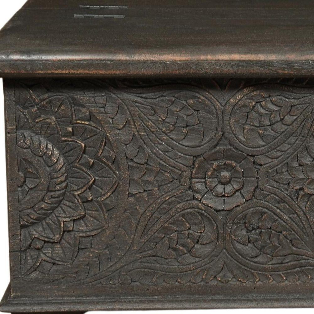 49" Black Solid Wood Distressed Lift Top Coffee Table HomeRoots