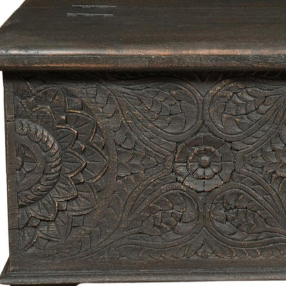 49" Black Solid Wood Distressed Lift Top Coffee Table HomeRoots