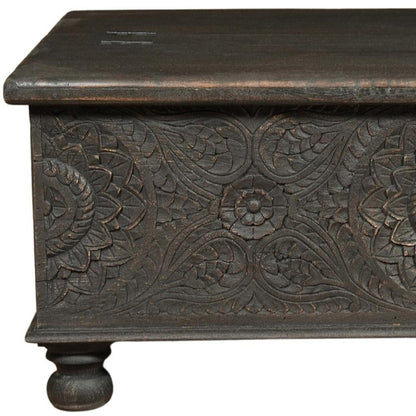 49" Black Solid Wood Distressed Lift Top Coffee Table HomeRoots
