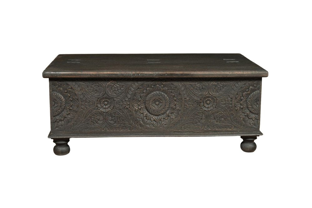 49" Black Solid Wood Distressed Lift Top Coffee Table HomeRoots