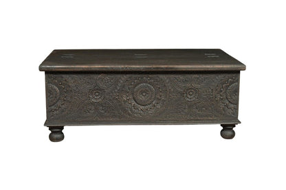 49" Black Solid Wood Distressed Lift Top Coffee Table HomeRoots