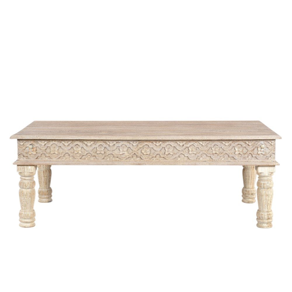 51" White Solid Wood Distressed Coffee Table HomeRoots