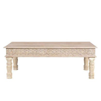 51" White Solid Wood Distressed Coffee Table HomeRoots
