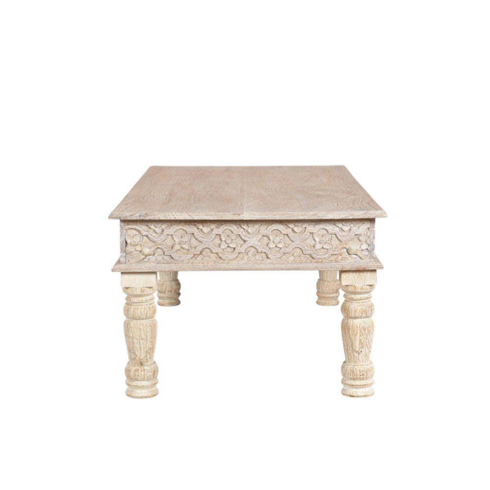 51" White Solid Wood Distressed Coffee Table HomeRoots