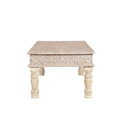 51" White Solid Wood Distressed Coffee Table HomeRoots