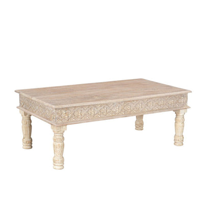 51" White Solid Wood Distressed Coffee Table HomeRoots