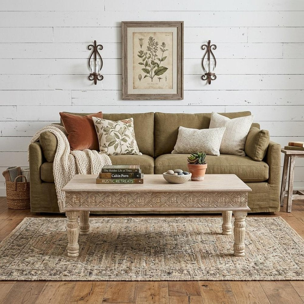 51" White Solid Wood Distressed Coffee Table HomeRoots