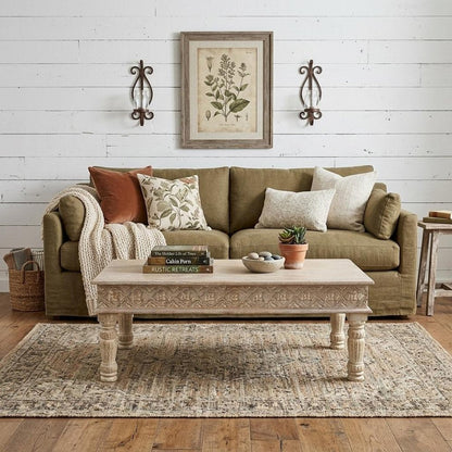 51" White Solid Wood Distressed Coffee Table HomeRoots