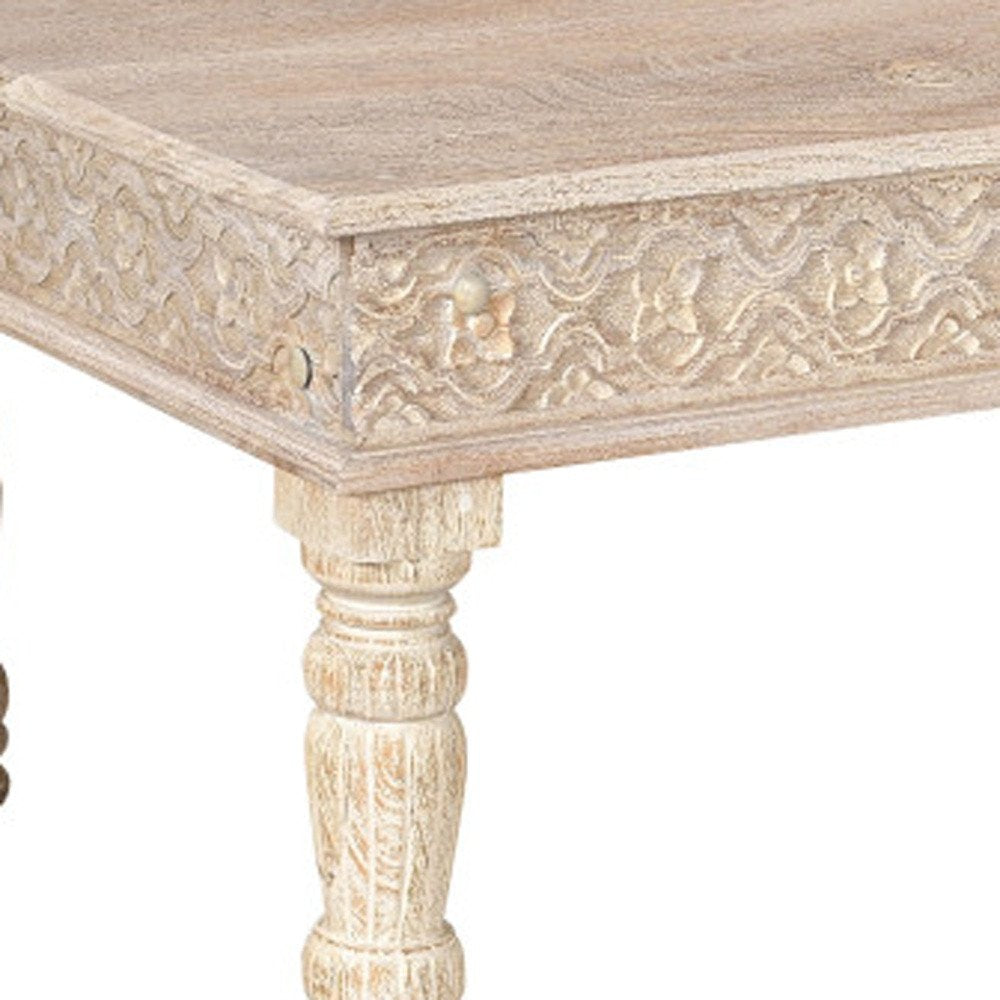 51" White Solid Wood Distressed Coffee Table HomeRoots