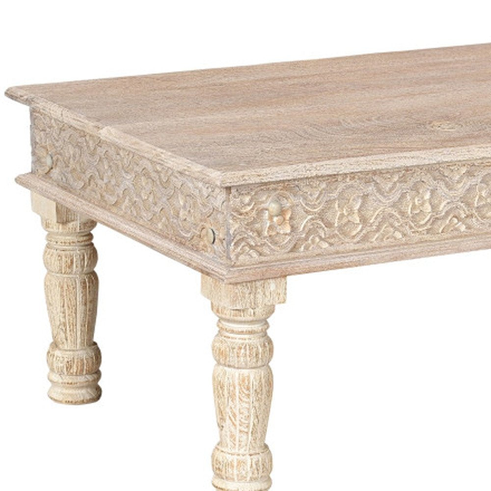 51" White Solid Wood Distressed Coffee Table HomeRoots