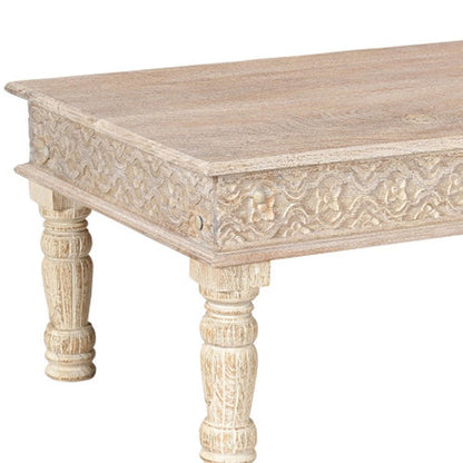 51" White Solid Wood Distressed Coffee Table HomeRoots