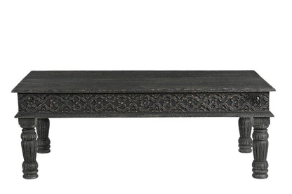 51" Black Solid Wood Distressed Coffee Table HomeRoots