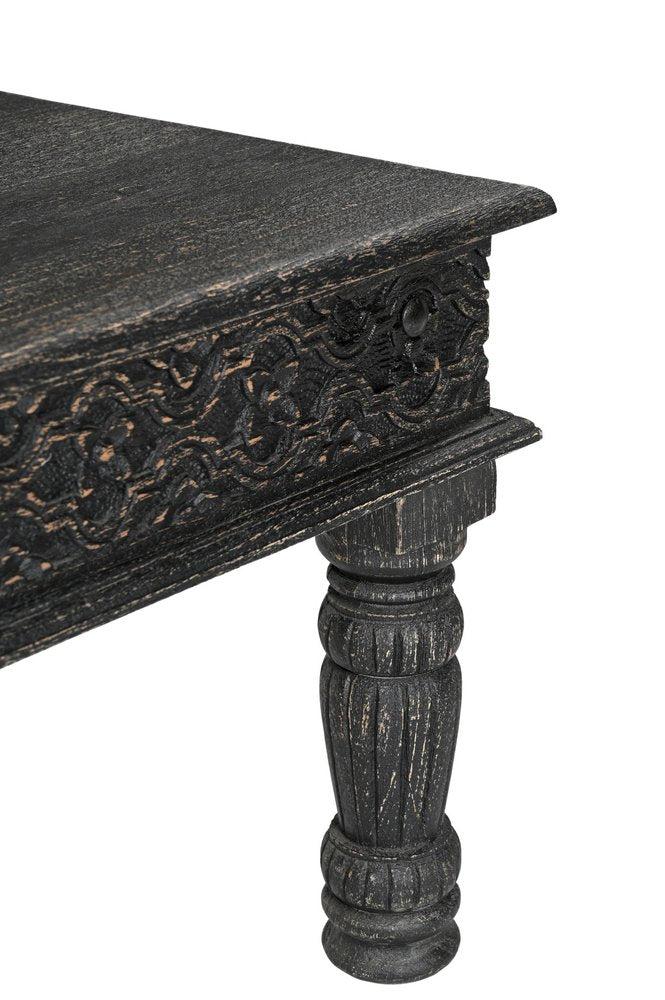 51" Black Solid Wood Distressed Coffee Table HomeRoots