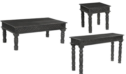 51" Black Solid Wood Distressed Coffee Table - FurniFindUSA