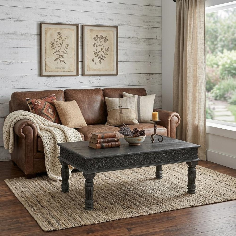 51" Black Solid Wood Distressed Coffee Table HomeRoots