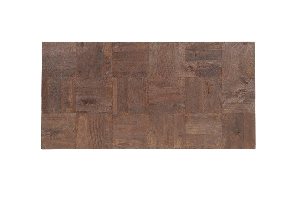 59" Dark Brown and Black Solid Wood Block Coffee Table HomeRoots