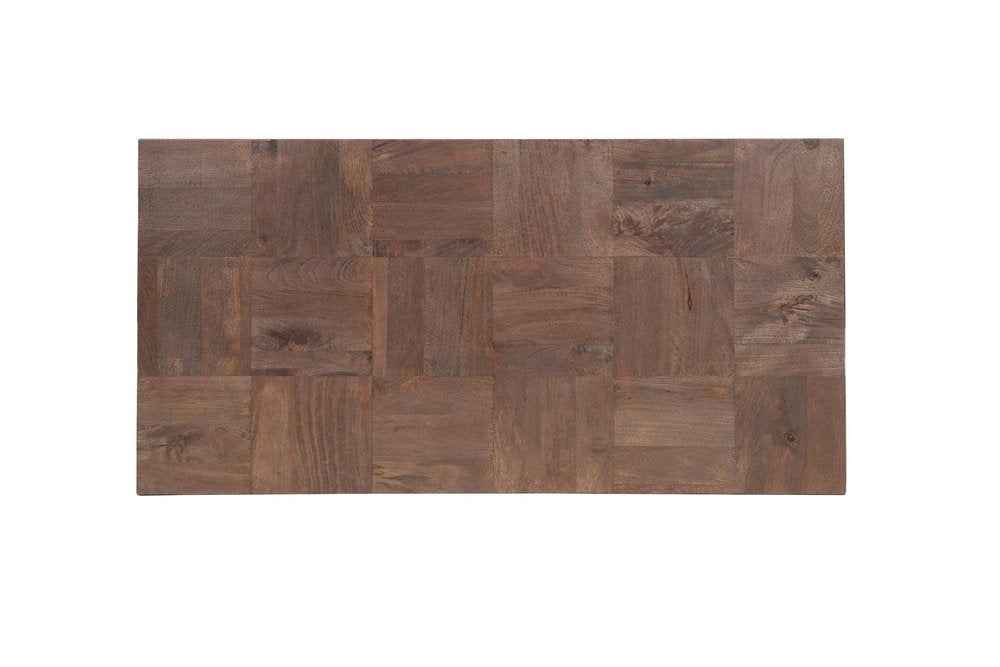 59" Dark Brown and Black Solid Wood Block Coffee Table HomeRoots