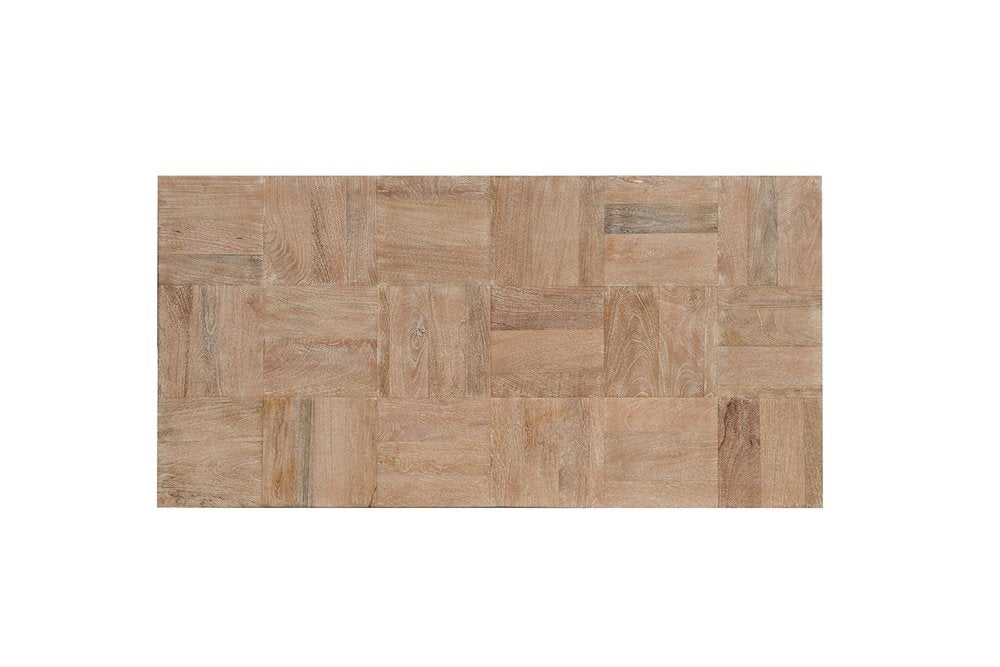 59" Natural and Black Solid Wood Block Coffee Table HomeRoots
