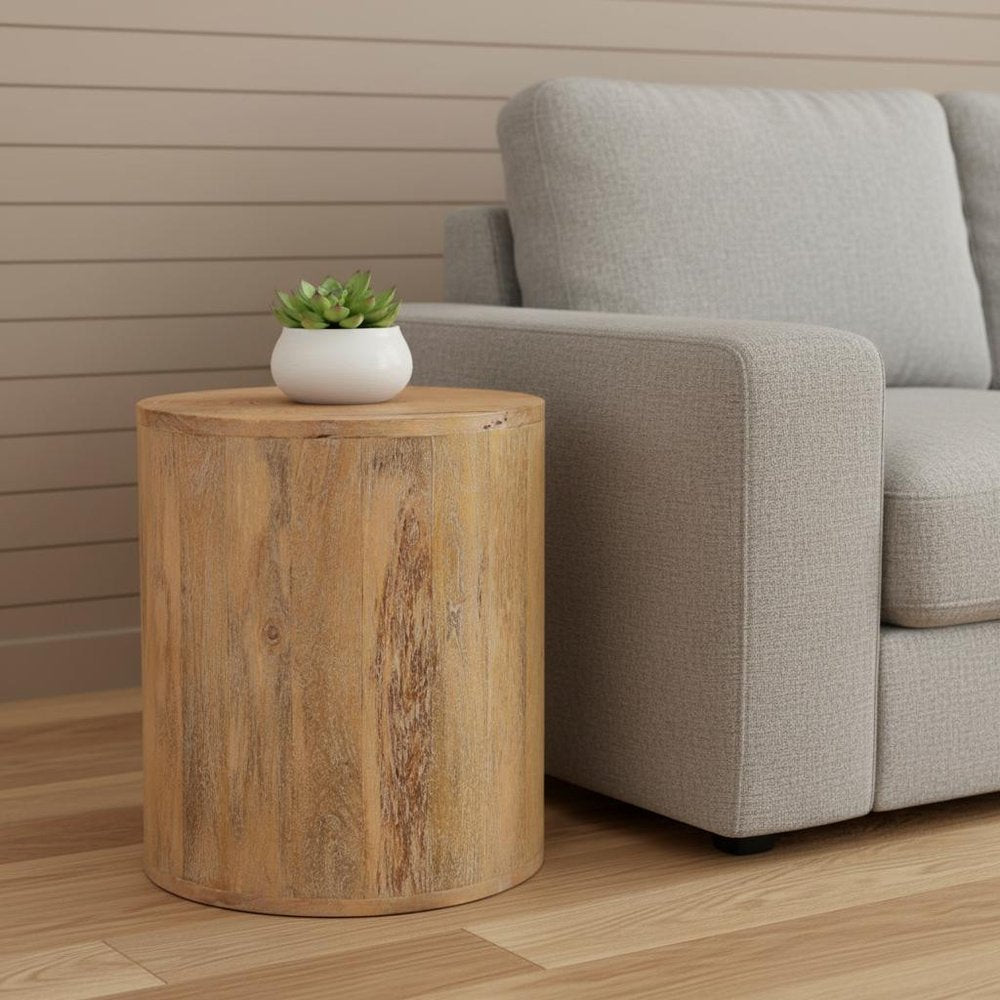 18" Natural Solid Wood Round End Table HomeRoots