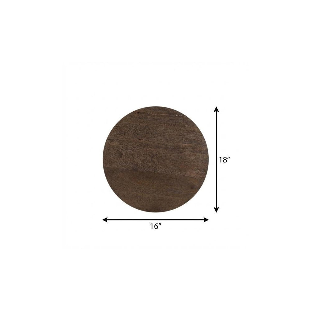 18" Dark Brown Solid Wood Round End Table HomeRoots