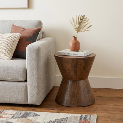 18" Dark Brown Solid Wood Round End Table HomeRoots