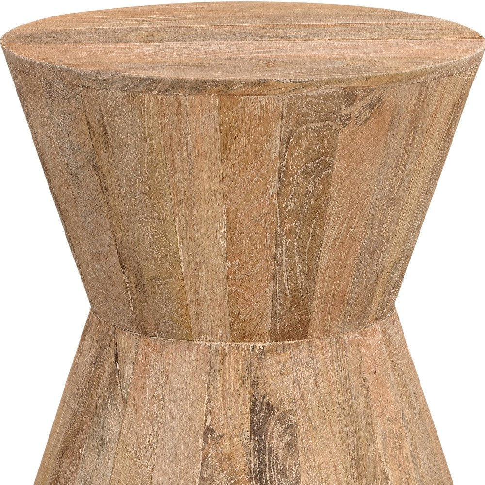 18" Wood Brown And Brown Wood Solid Wood Round End Table — view 4