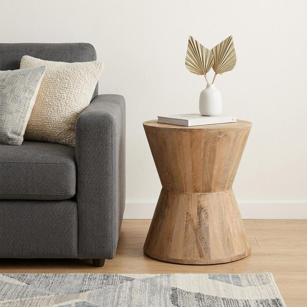 18" Wood Brown And Brown Wood Solid Wood Round End Table HomeRoots